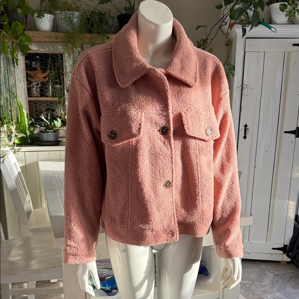 Paraphrase size medium Women's blush Pink Teddy Sherpa Jacket NWOT - Picture 3 of 12